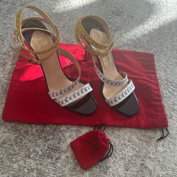 Christian Louboutin Vintage Trompe L'oeil Measuring Tape Strappy High Heels - Picture 16 of 16